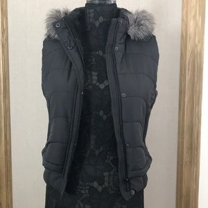 Calvin Klein puffy vest with fur hood